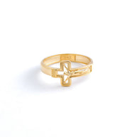 18K Yellow Gold Openwork Crucifix Ring