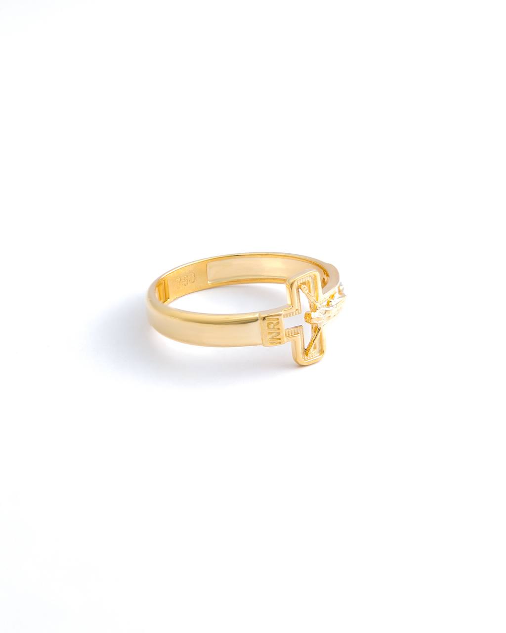 18K Yellow Gold Openwork Crucifix Ring
