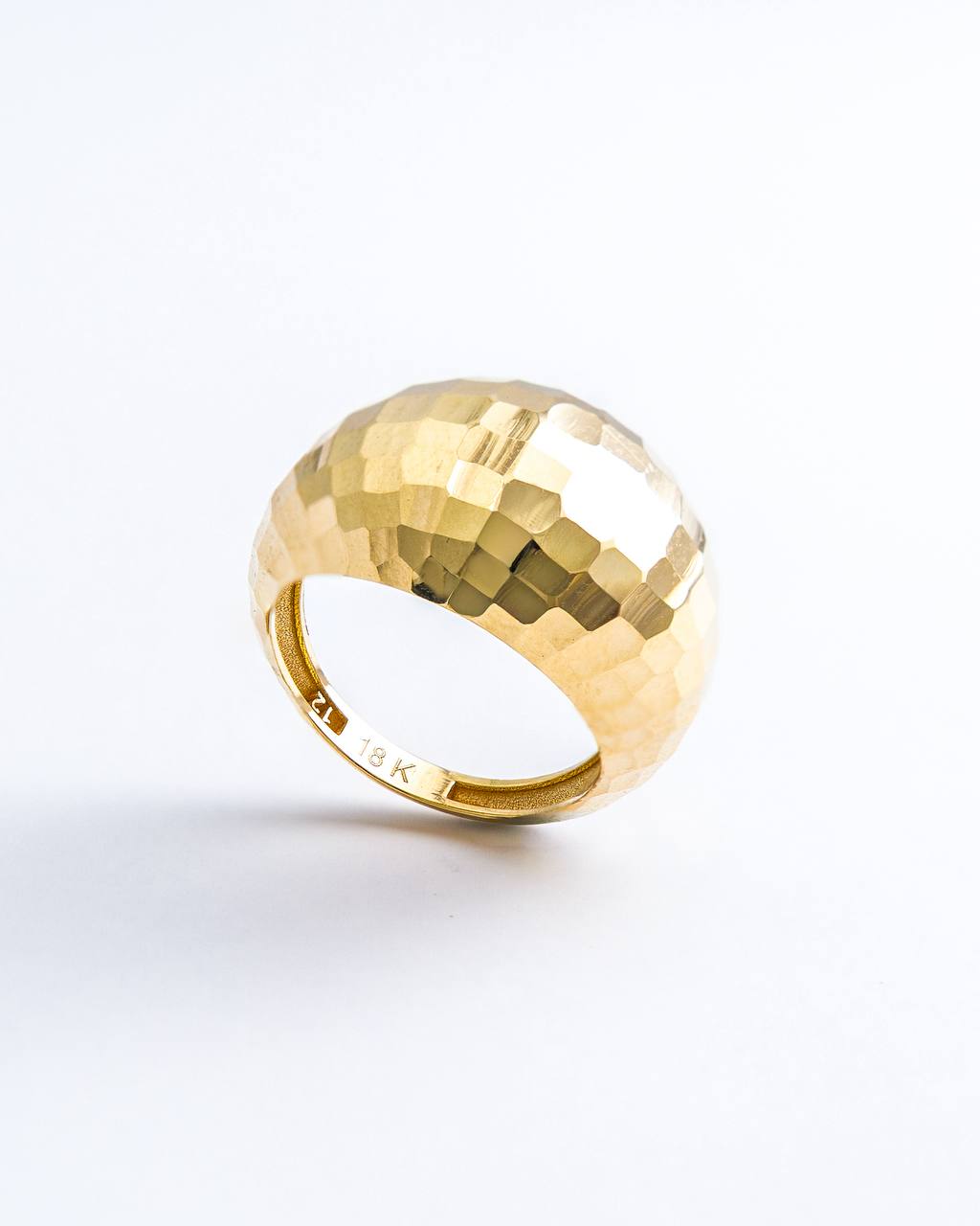 Faceted Dome 18K Yellow Gold Band Ring