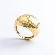 Faceted Dome 18K Yellow Gold Band Ring