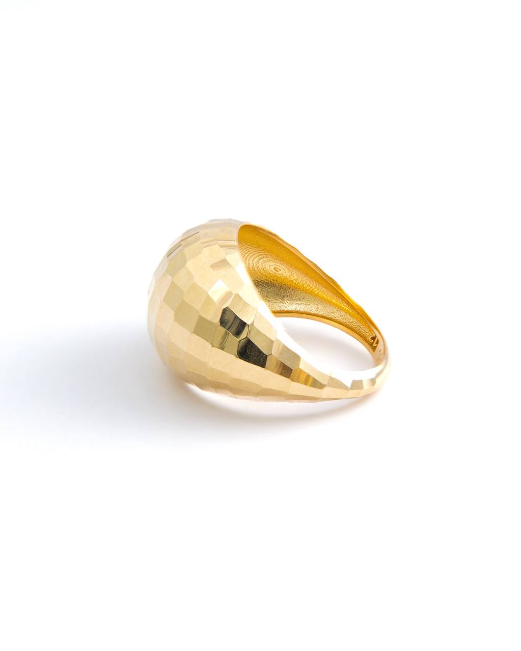 Faceted Dome 18K Yellow Gold Band Ring