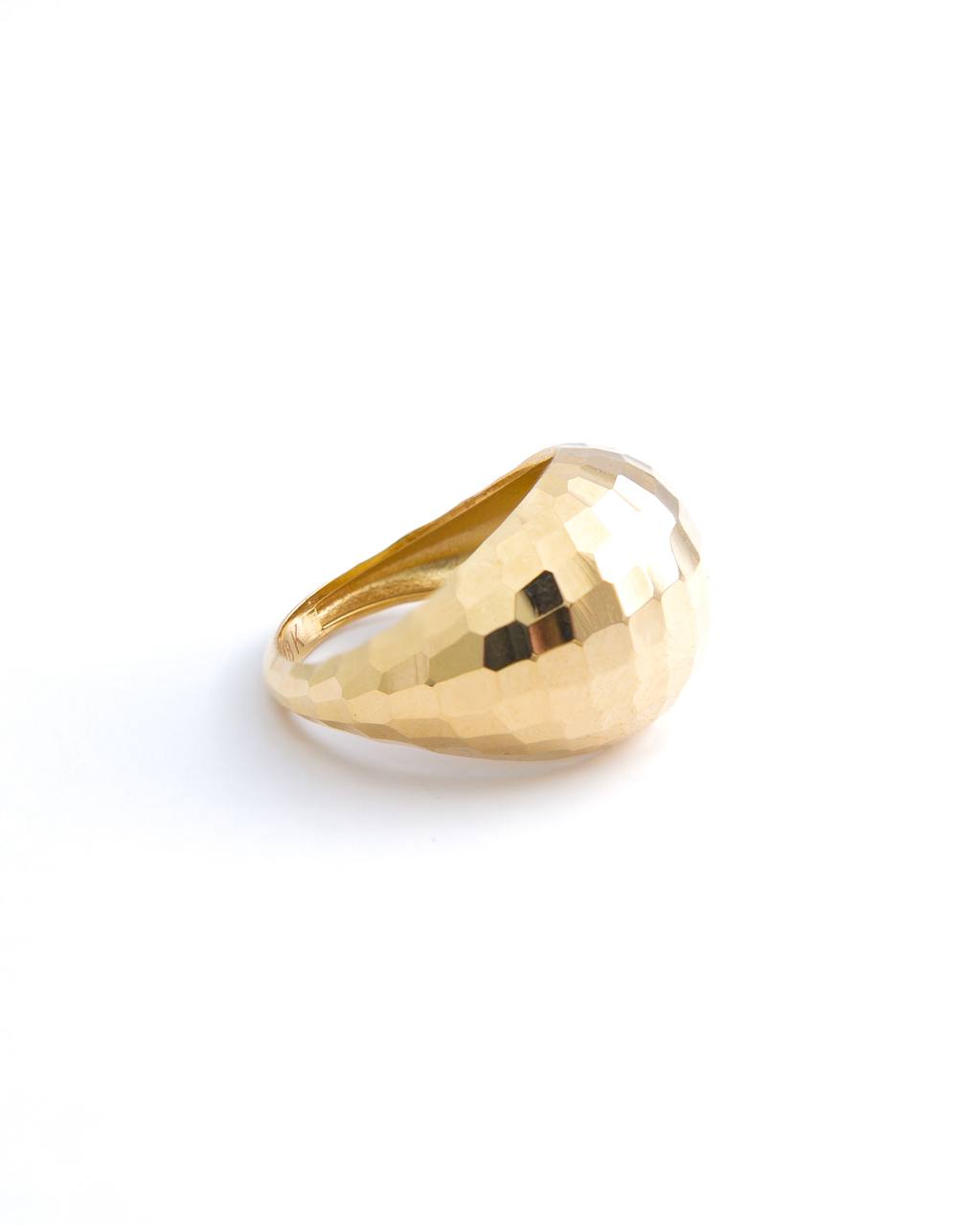 Faceted Dome 18K Yellow Gold Band Ring