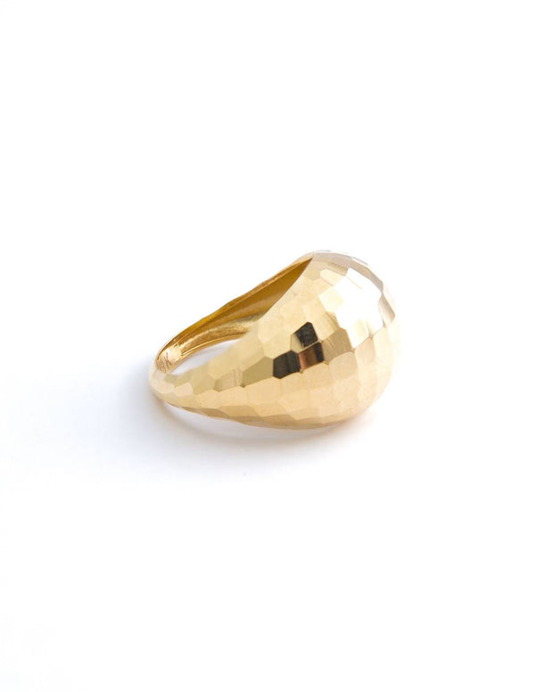 Faceted Dome 18K Yellow Gold Band Ring