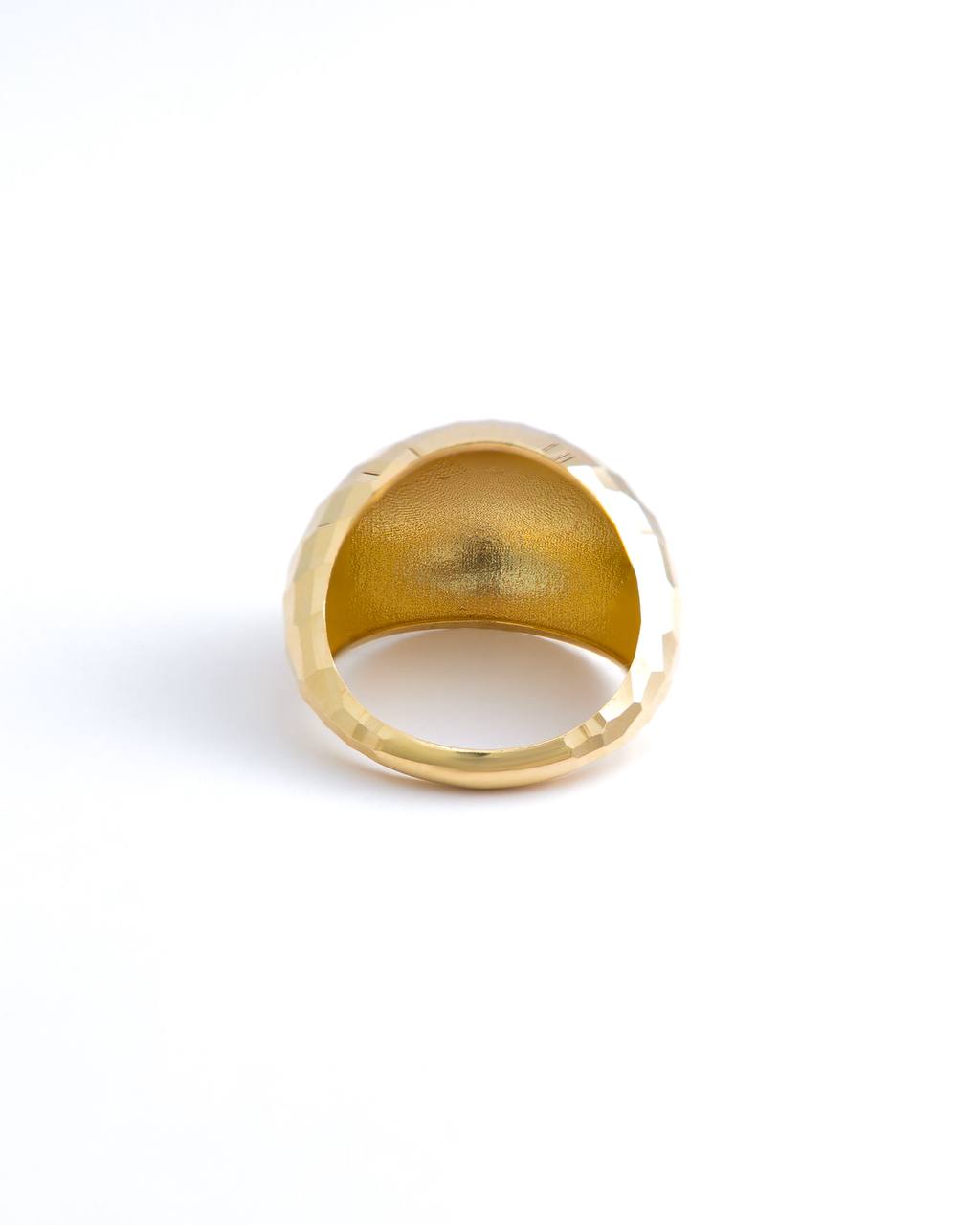 Faceted Dome 18K Yellow Gold Band Ring