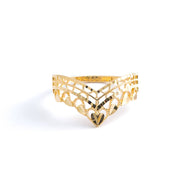 Yellow Gold Openwork Heart Motif Band Ring