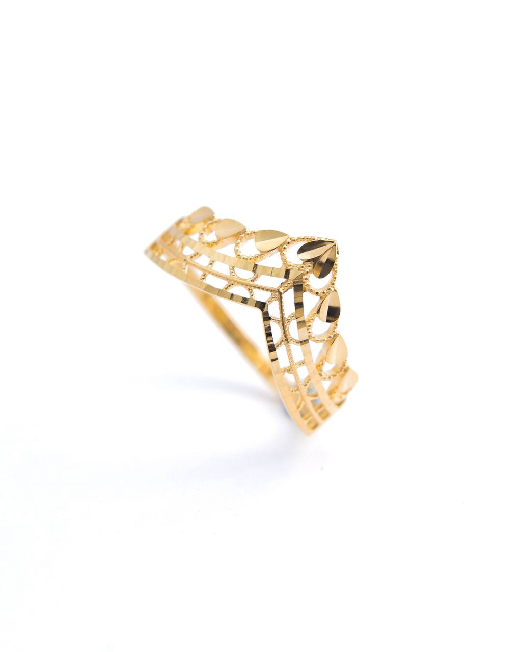 Yellow Gold Openwork Heart Motif Band Ring