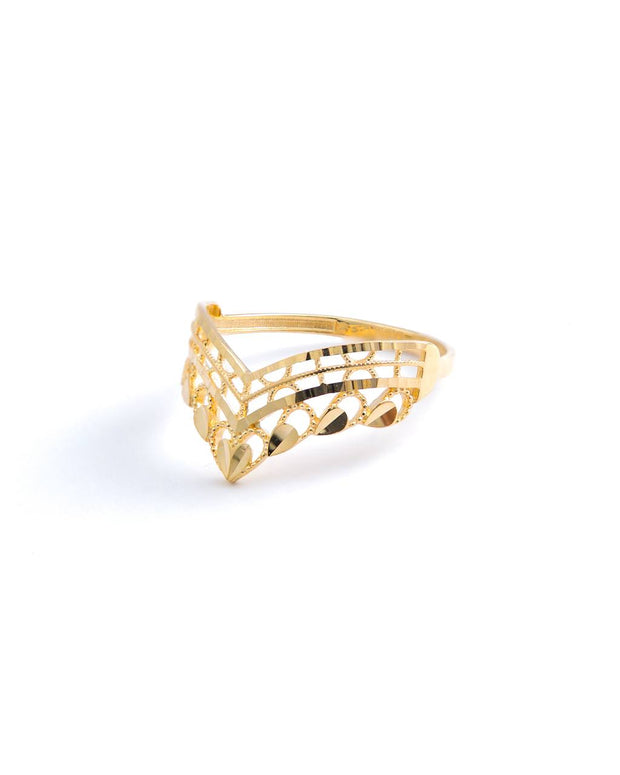 Yellow Gold Openwork Heart Motif Band Ring