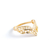 Yellow Gold Openwork Heart Motif Band Ring