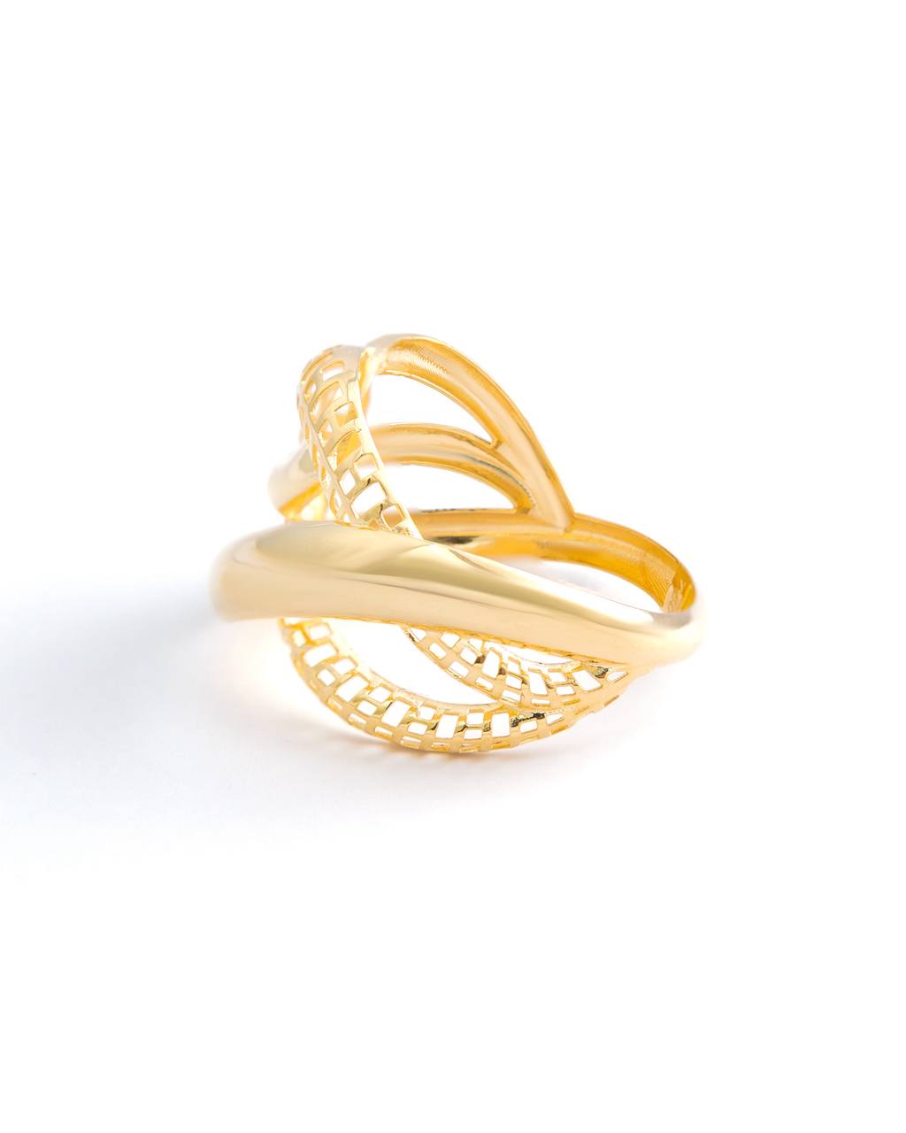 18K Yellow Gold Interwoven Mesh Cocktail Ring