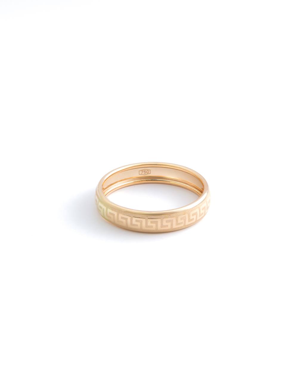 18K Yellow Gold Greek Key Pattern Band Ring