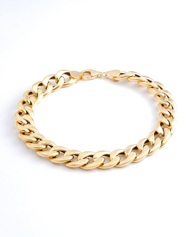 Classic Yellow Gold Cuban Link Chain Bracelet