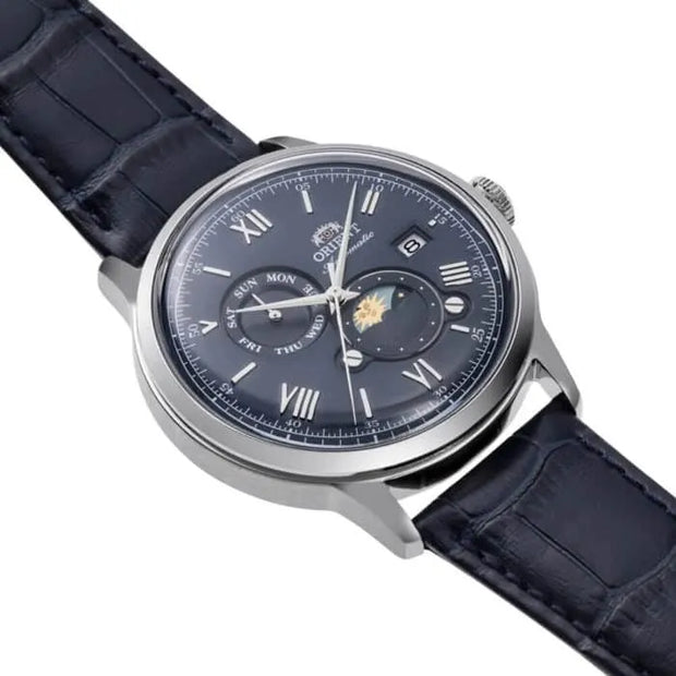 Orient Sun and Moon 75 Anniversary RA-AK0806L Rare Blue Day/Date Men's Watch