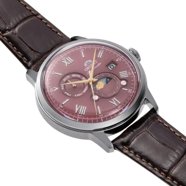 Orient Sun and Moon RA-AK0807R 75 Anniversary Rare Bordeaux Day/Date Men's Watch