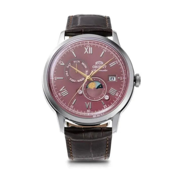 Orient Sun and Moon RA-AK0807R 75 Anniversary Rare Bordeaux Day/Date Men's Watch