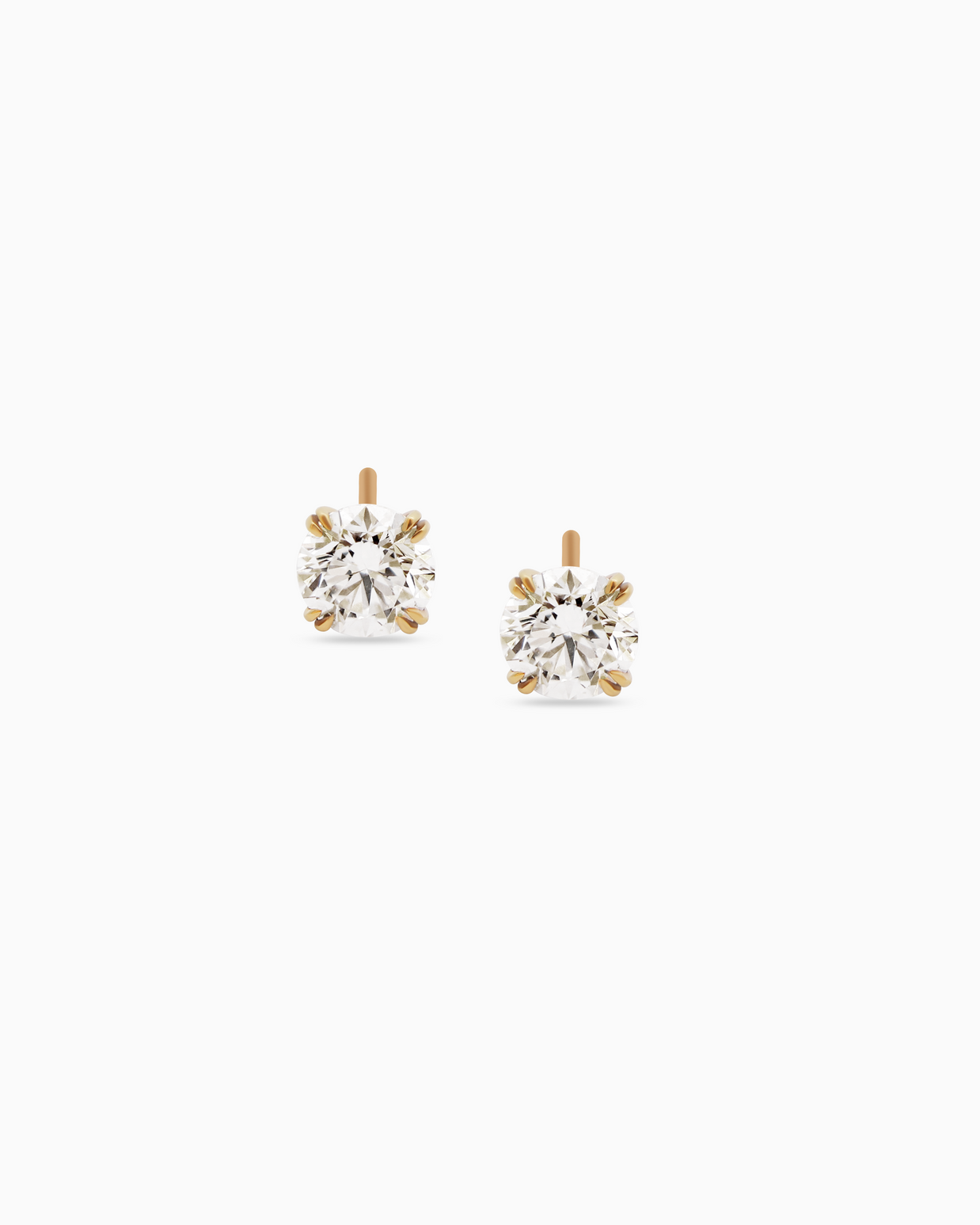 18K Yellow Gold Round Lab-Grown Diamond Stud Earrings – 2.10ct.