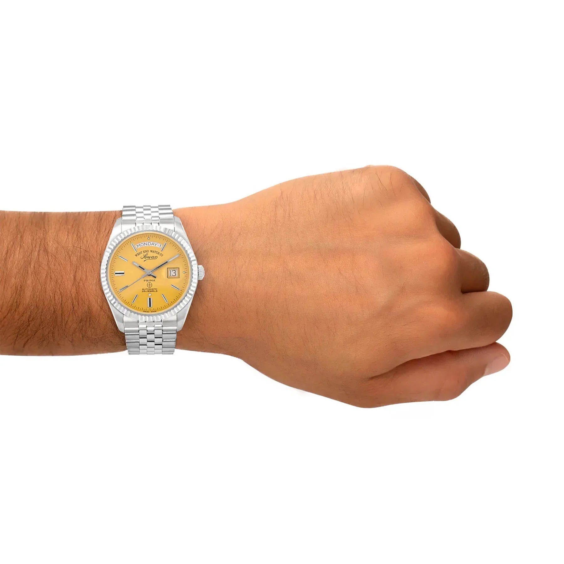 West End The Classics 41 Automatic 6868.10.3338N Yellow Dial Stainless Steel Men's Watch